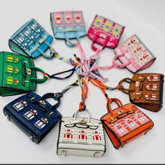 Mini Dark Blue & Black Trim Handbag Charm - Picture 4 of 4